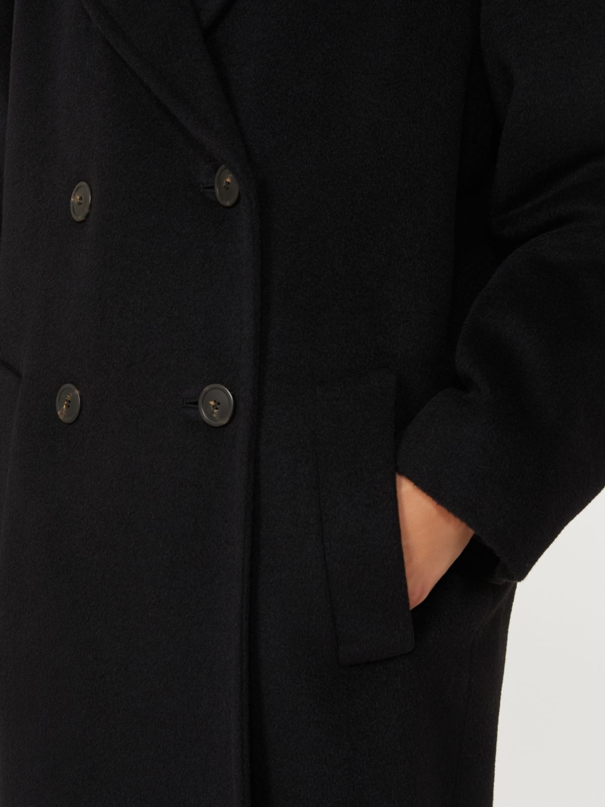 Double-breasted coat in wool and alpaca - BLACK - Weekend - 4