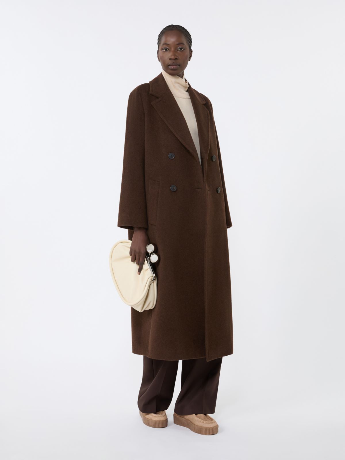 Double-breasted coat in wool and alpaca - CHOCOLATE - Weekend