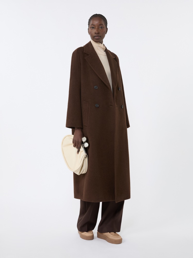 Double-breasted coat in wool and alpaca - CHOCOLATE - Weekend