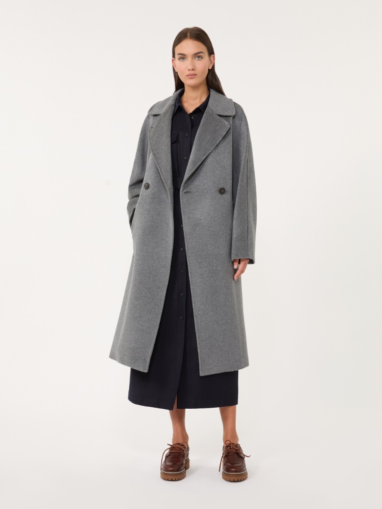 Double-breasted wool midi coat - DARK GREY - Weekend