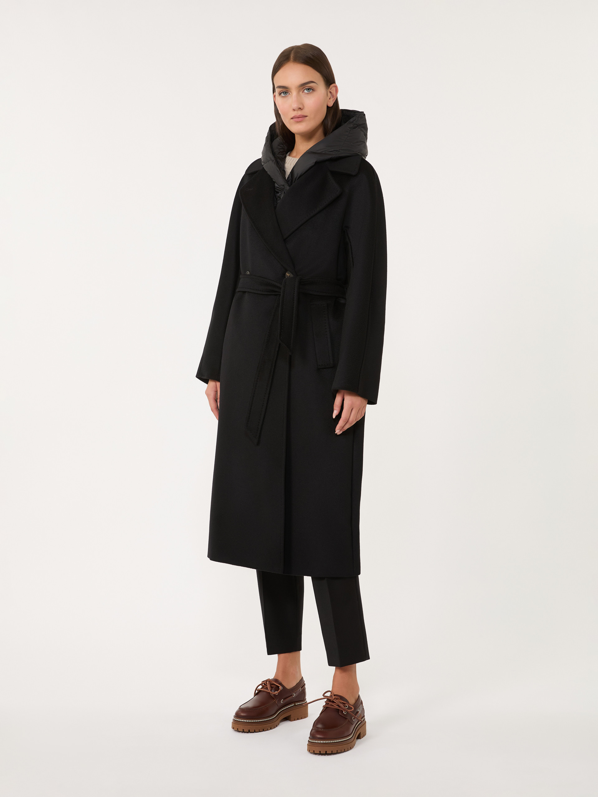 Double-breasted wool midi coat - BLACK - Weekend Max Mara