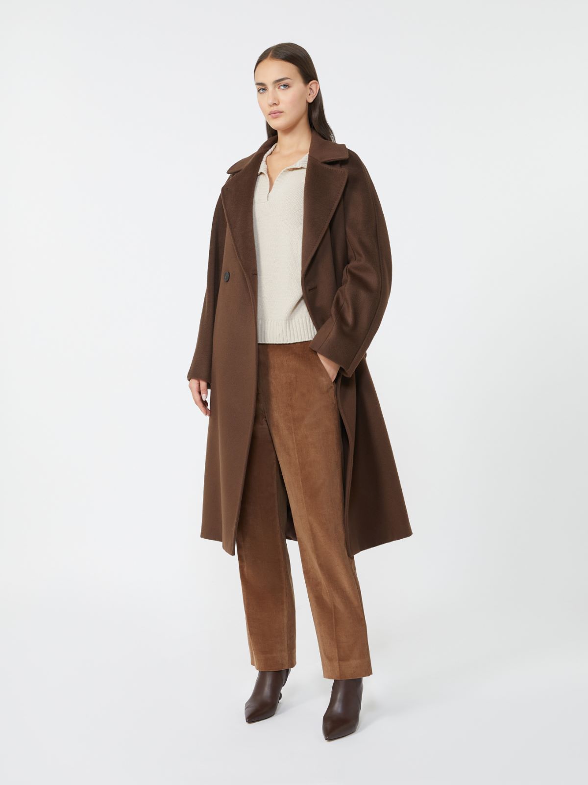 Double-breasted wool midi coat - CHOCOLATE - Weekend
