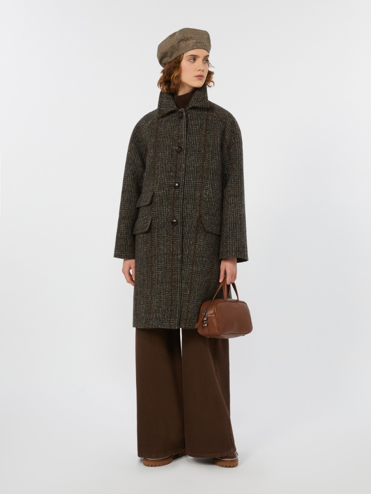 Prince of Wales wool midi coat - CHOCOLATE - Weekend