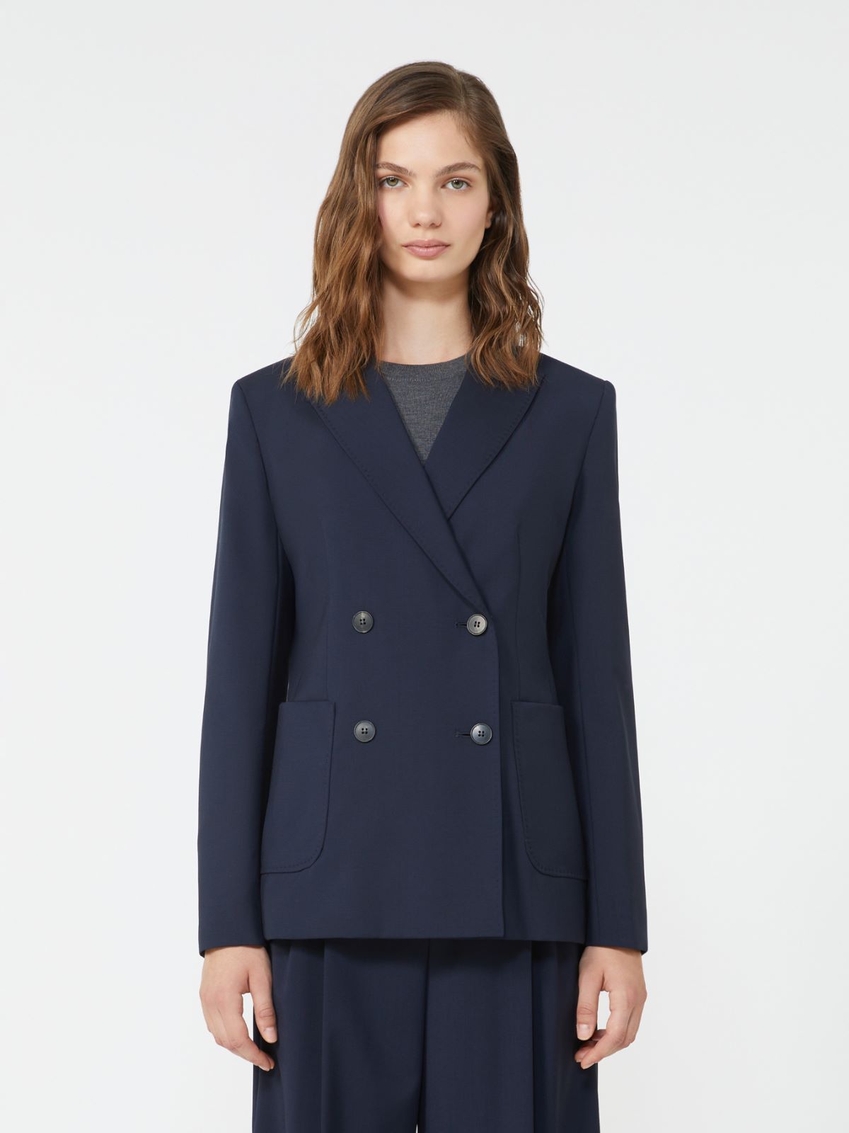 Double-breasted blazer in wool canvas - NAVY - Weekend - 2