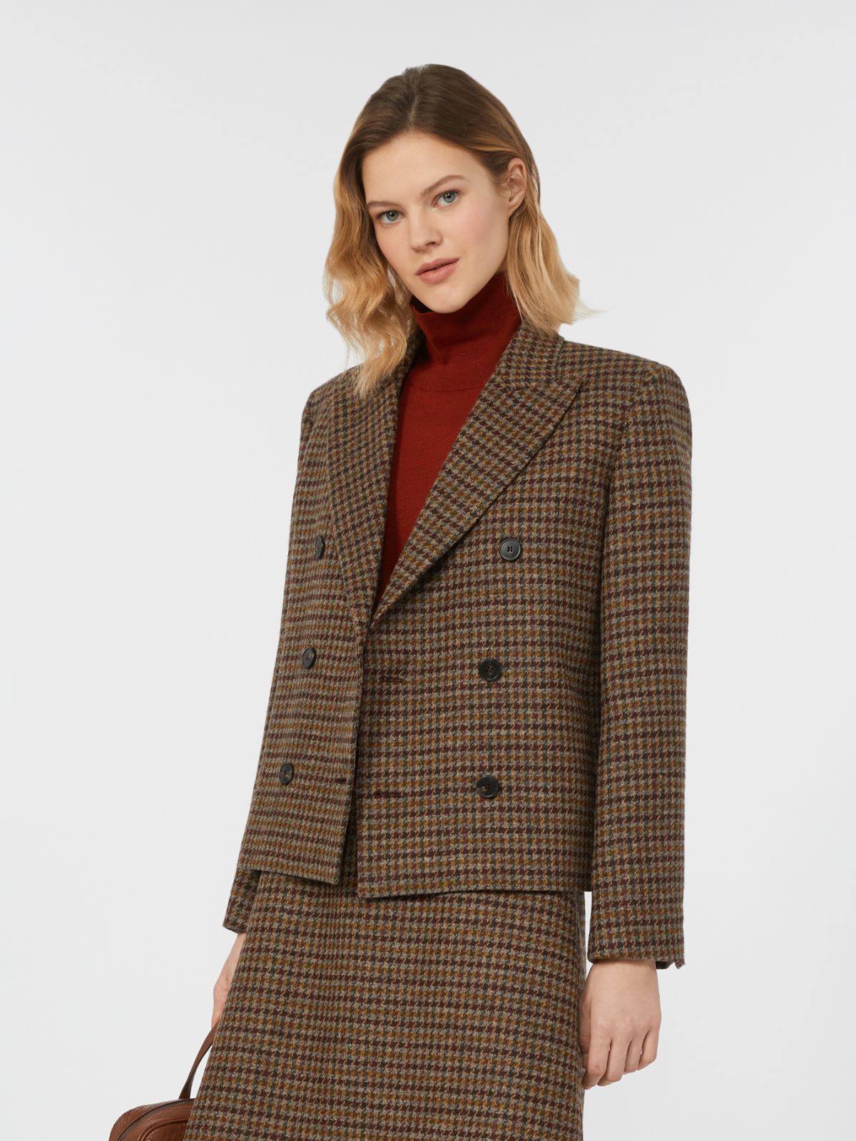 Cropped wool blend blazer - WINE-COLOURED - Weekend - 4
