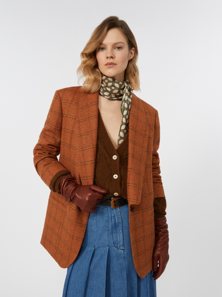 Patterned wool blend blazer - ORANGE - Weekend