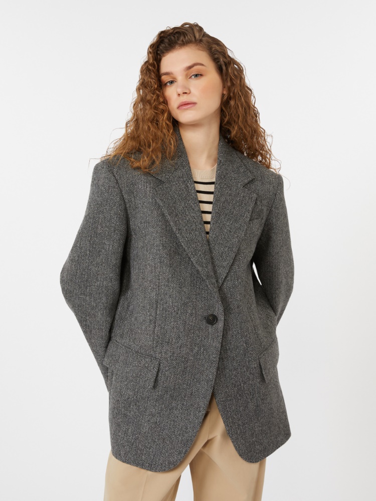 Oversize wool blazer - DARK GREY - Weekend