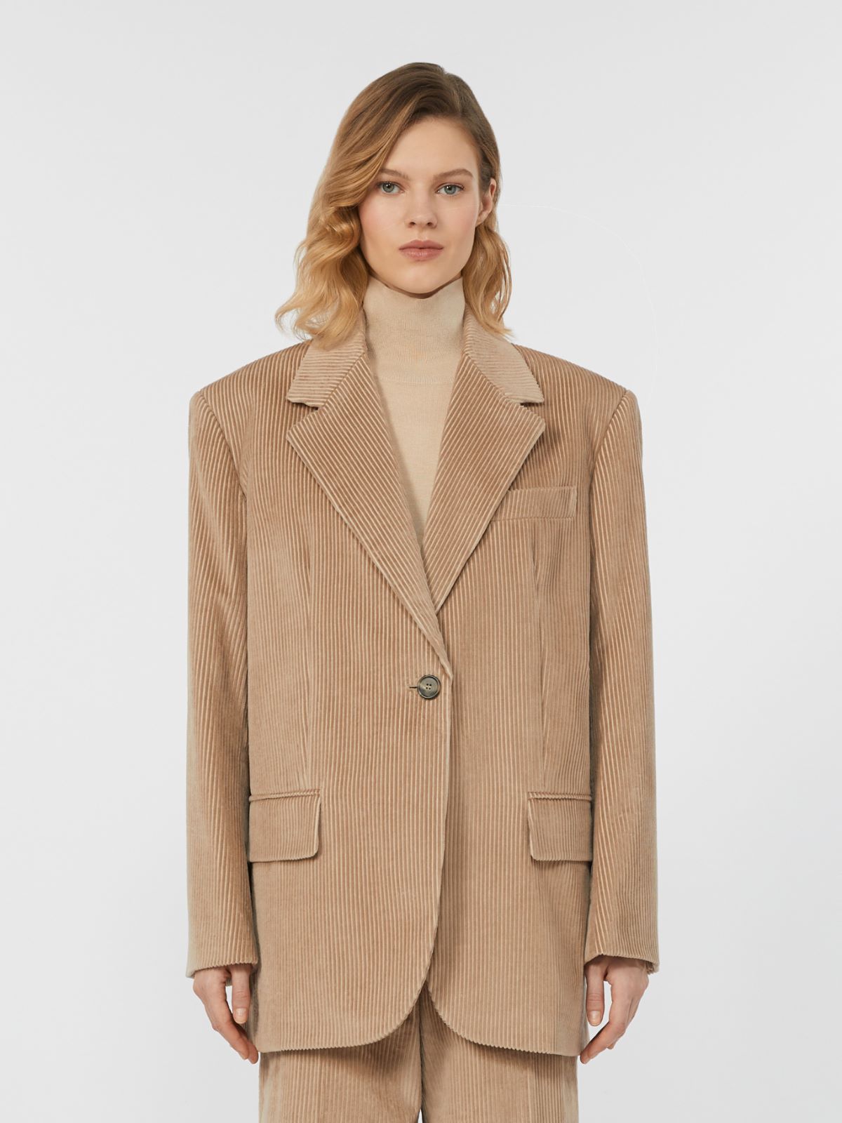 Single-breasted velvet blazer - SAND - Weekend - 2