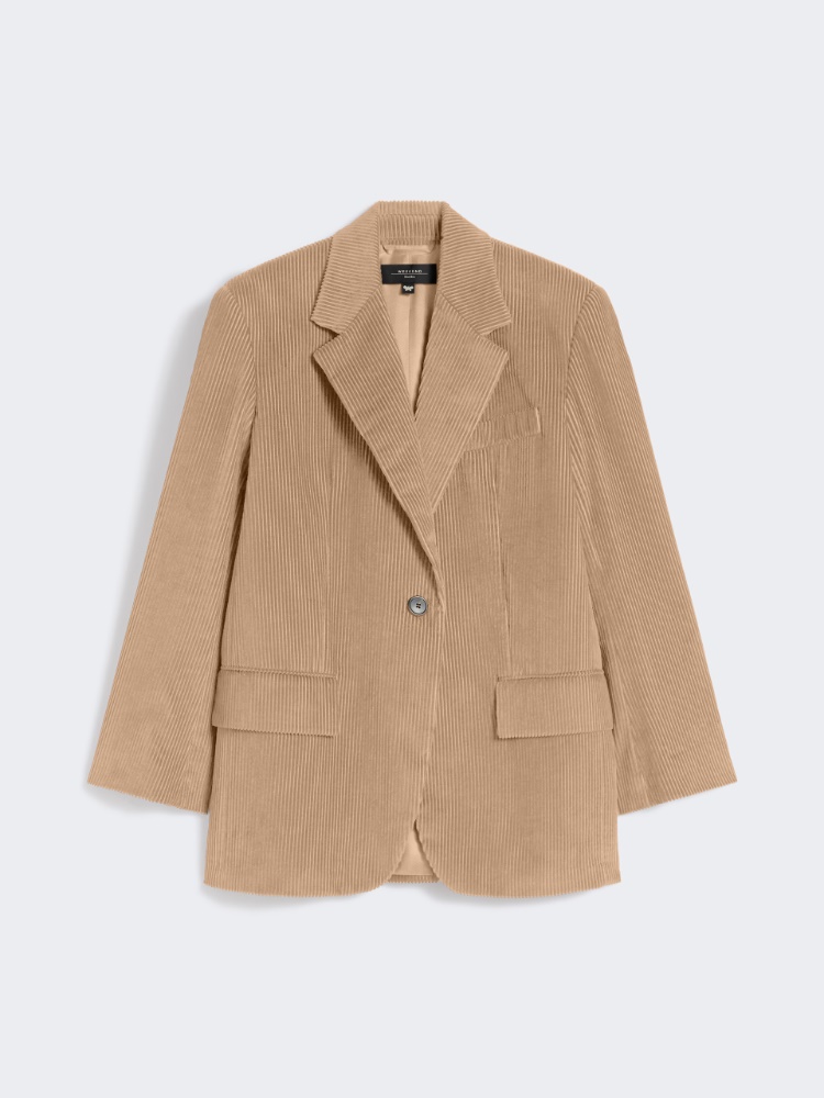 Single-breasted velvet blazer - SAND - Weekend
