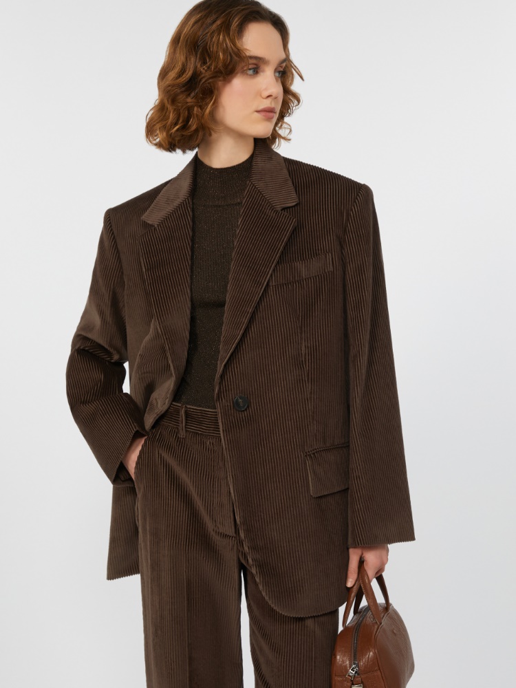 Single-breasted velvet blazer - CHOCOLATE - Weekend