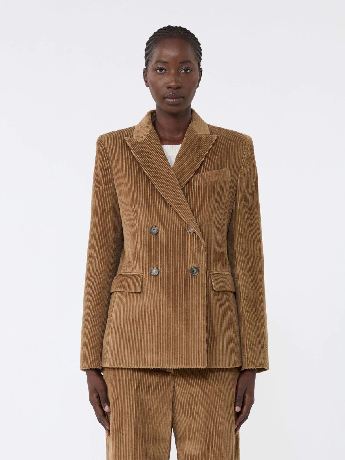 Blazer doppiopetto in velluto - NOCCIOLA - Weekend - 2