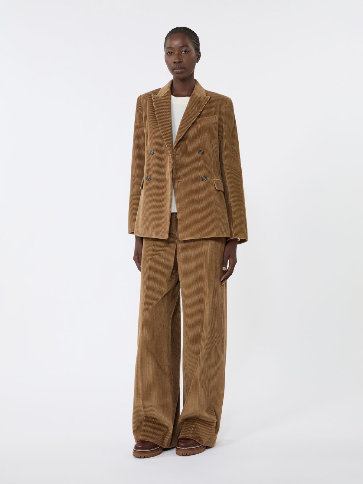 Blazer doppiopetto in velluto - NOCCIOLA - Weekend