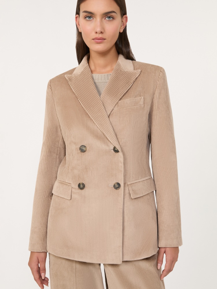 Double-breasted velvet blazer - SAND - Weekend