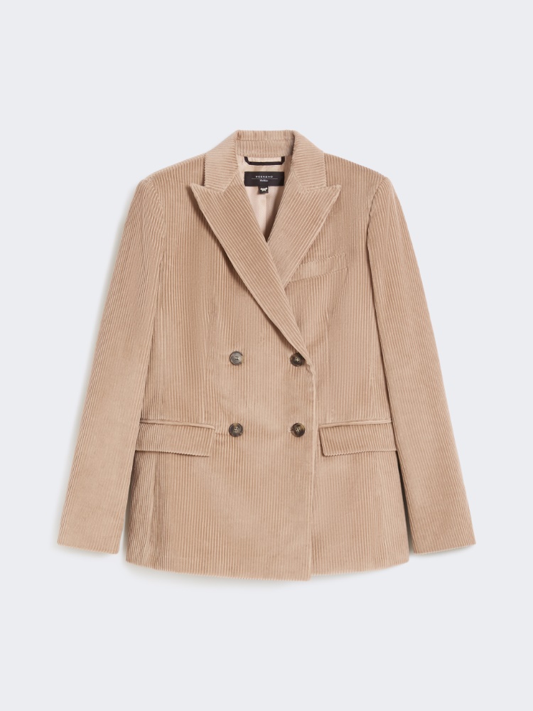 Double-breasted velvet blazer - SAND - Weekend - 2