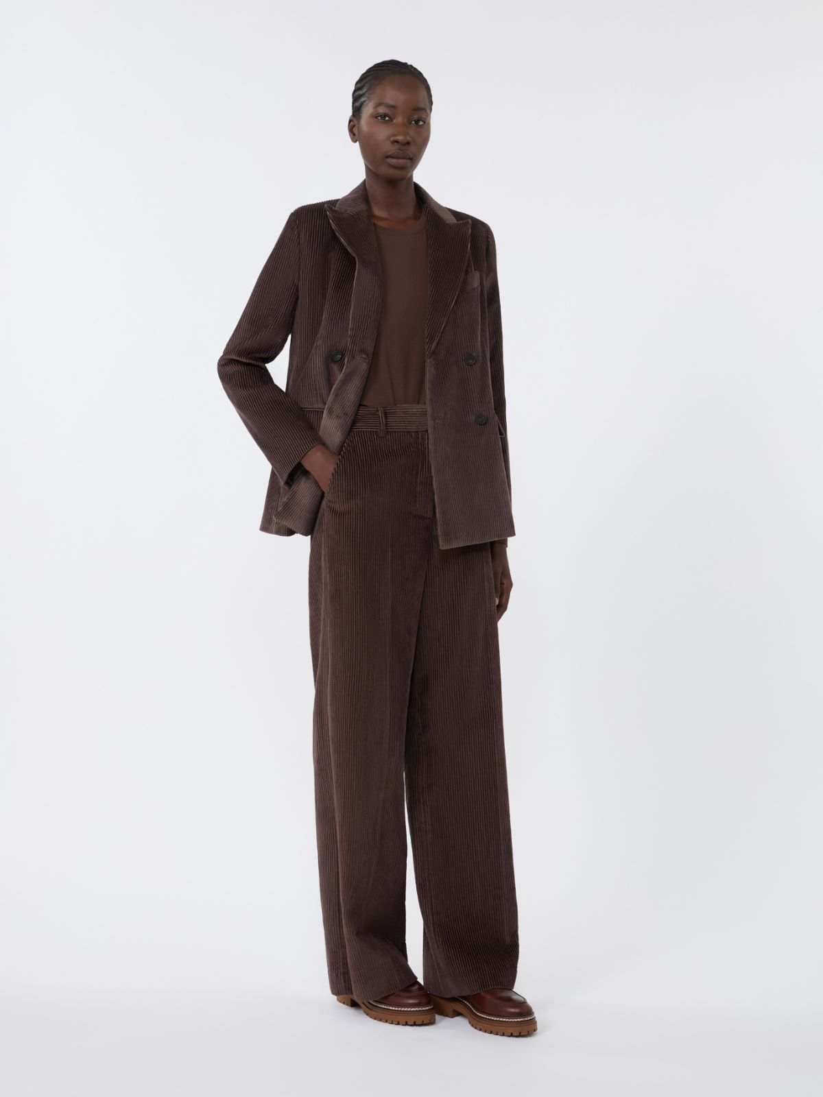 Blazer doppiopetto in velluto - CIOCCOLATO - Weekend