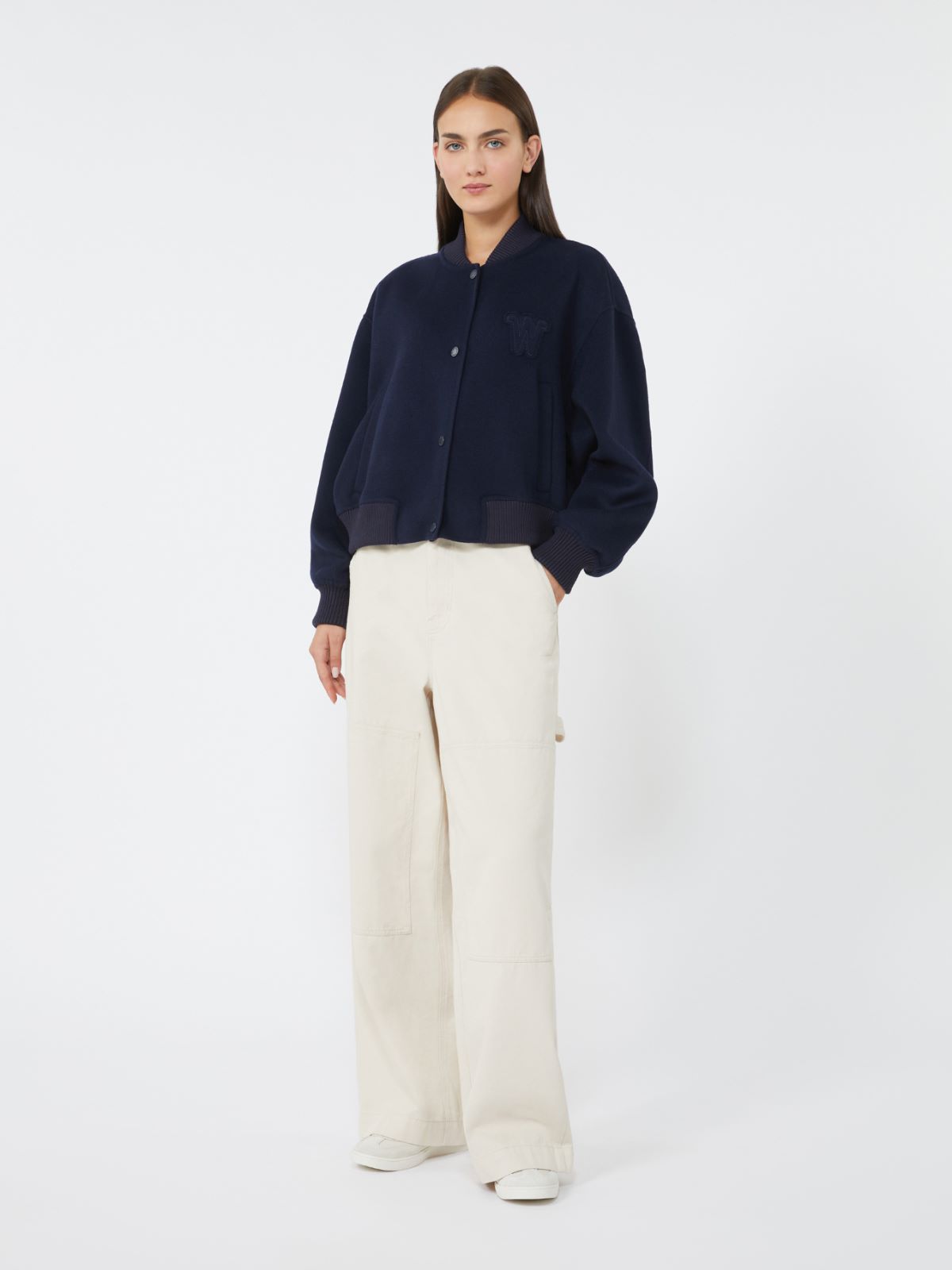 Wool-blend bomber jacket - NAVY - Weekend