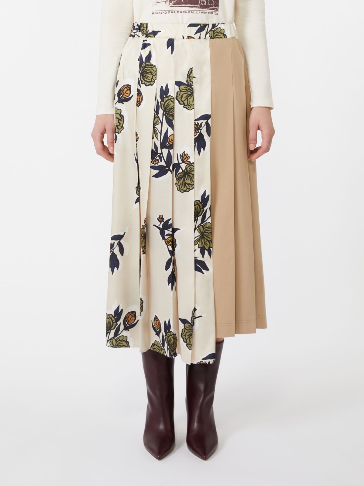 Pleated skirt in patterned twill - BEIGE - Weekend - 2