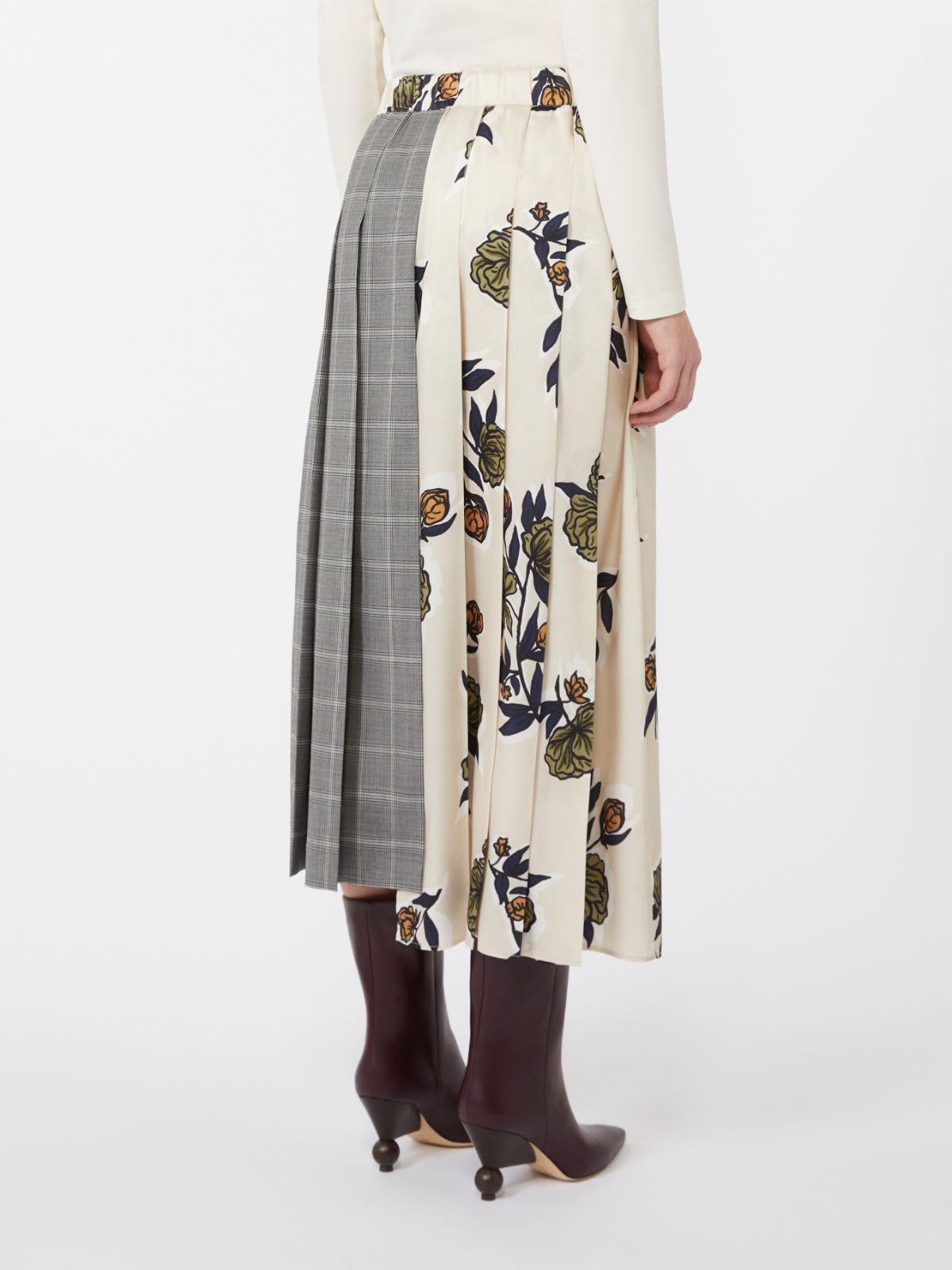 Pleated skirt in patterned twill - BEIGE - Weekend - 3