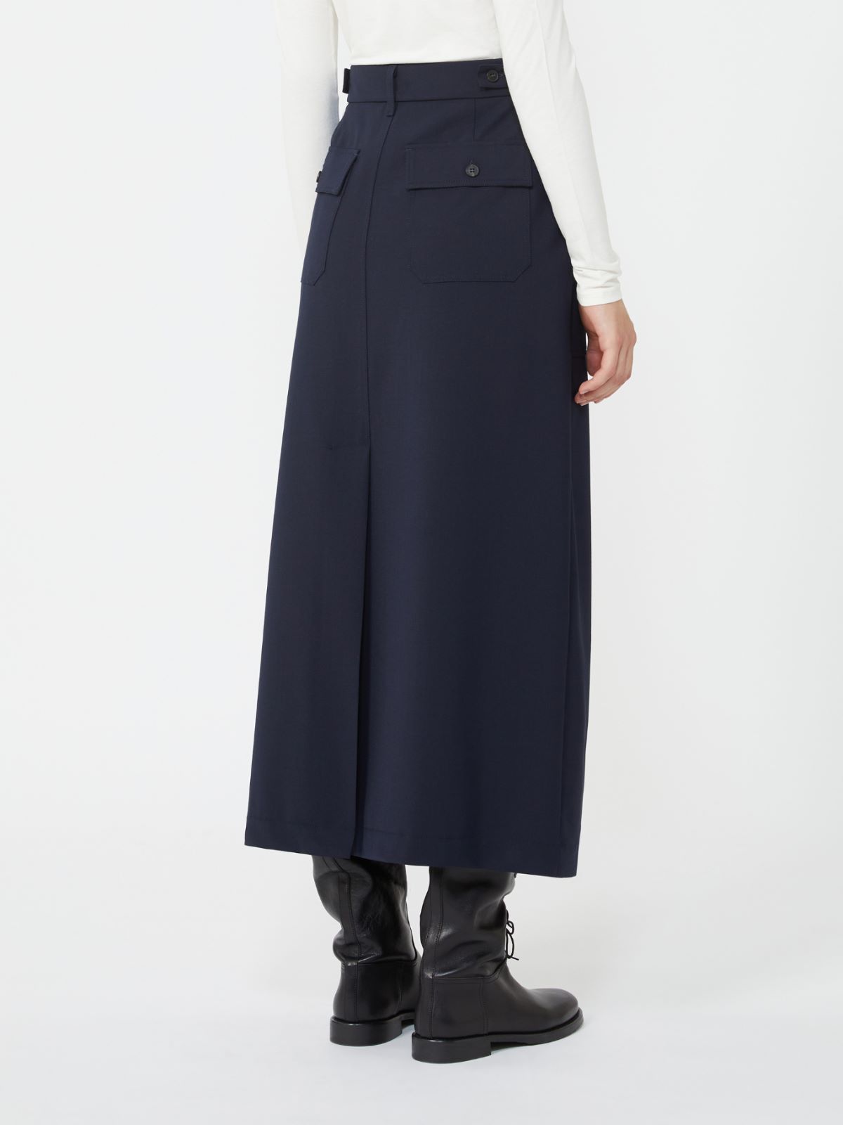 Long wool blend skirt - NAVY - Weekend - 3