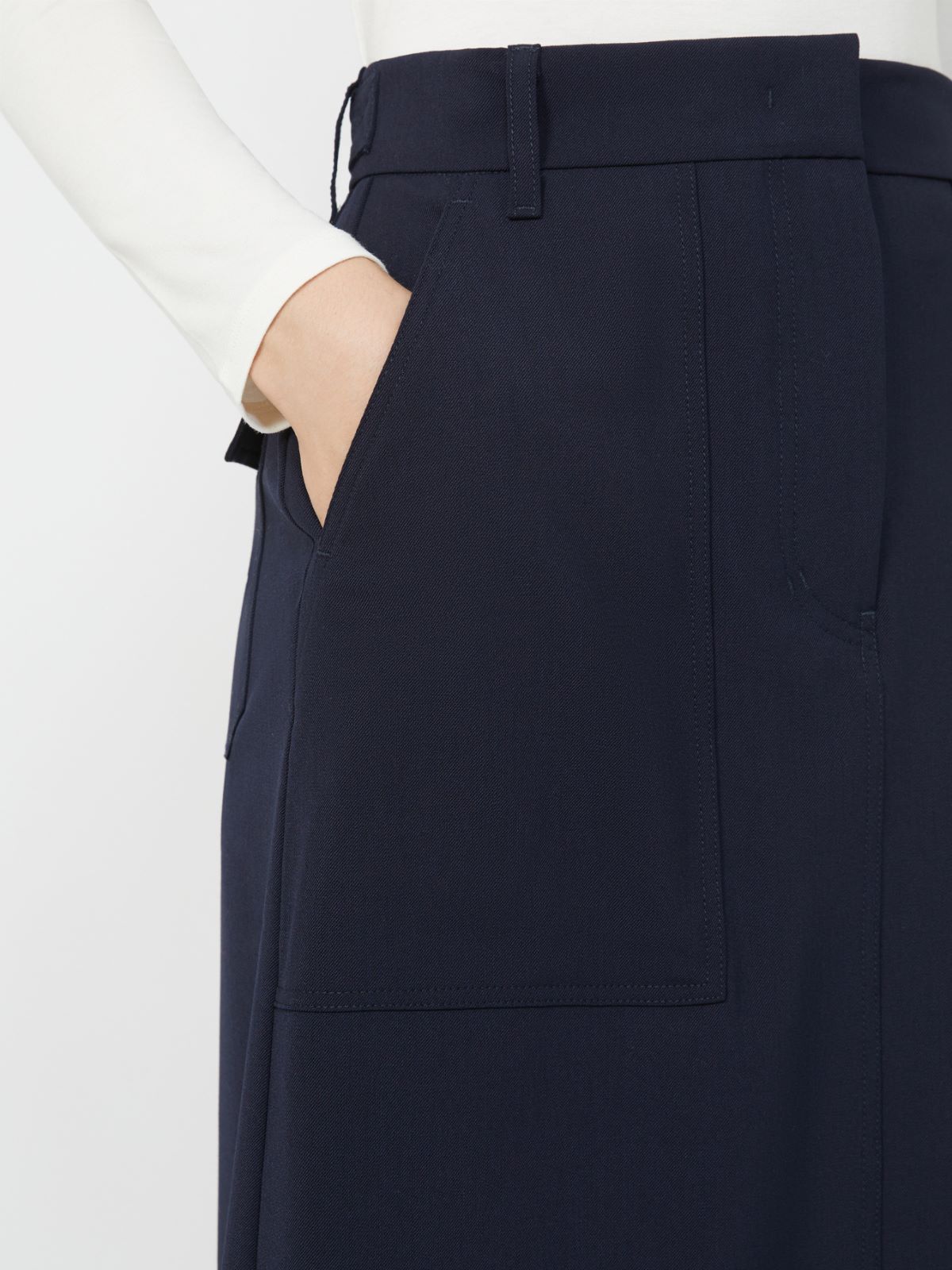 Long wool blend skirt - NAVY - Weekend - 4