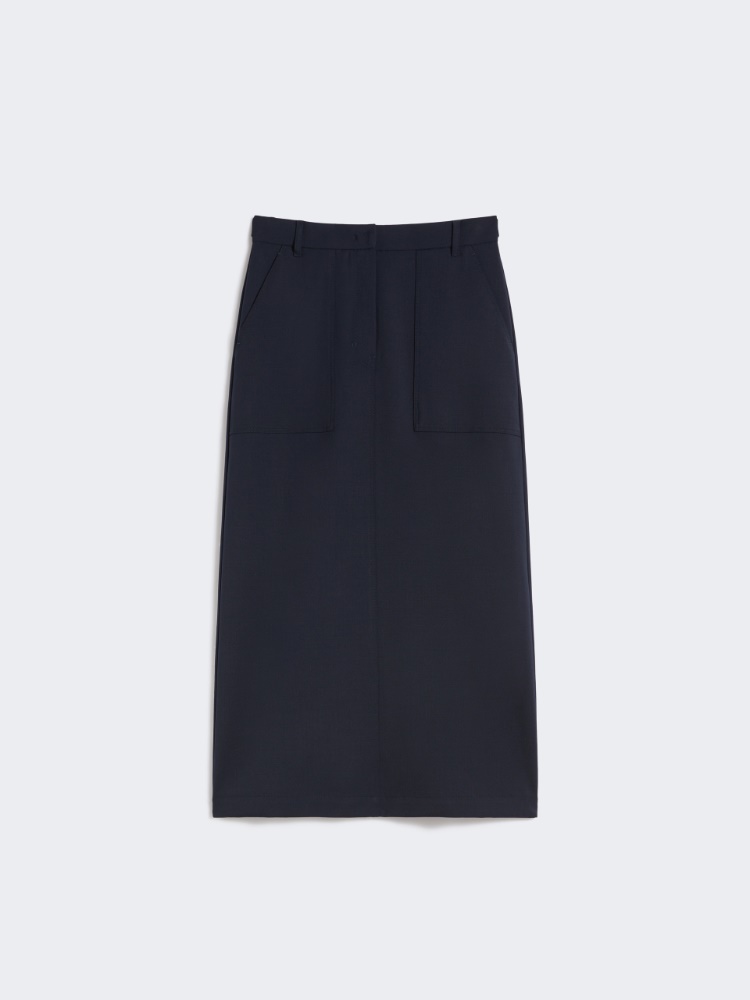 Long wool blend skirt - NAVY - Weekend