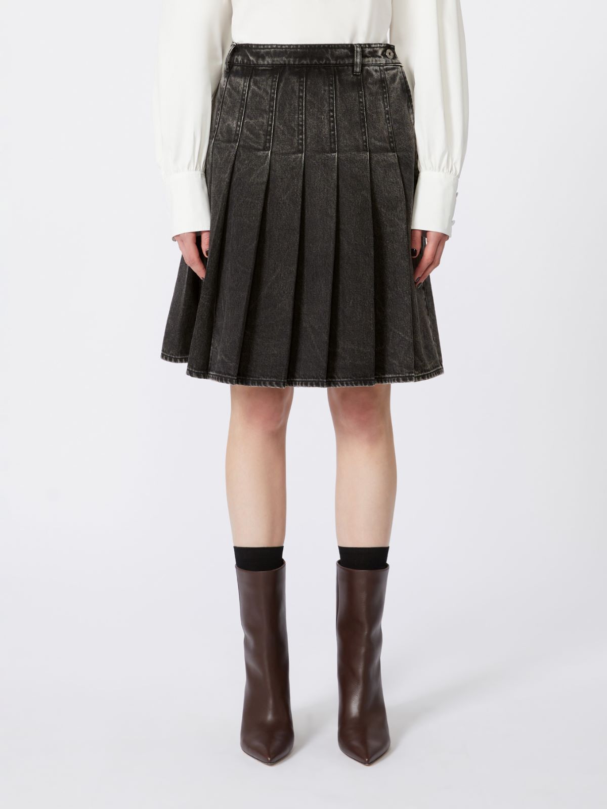 Pleated denim skirt - BLACK - Weekend - 2