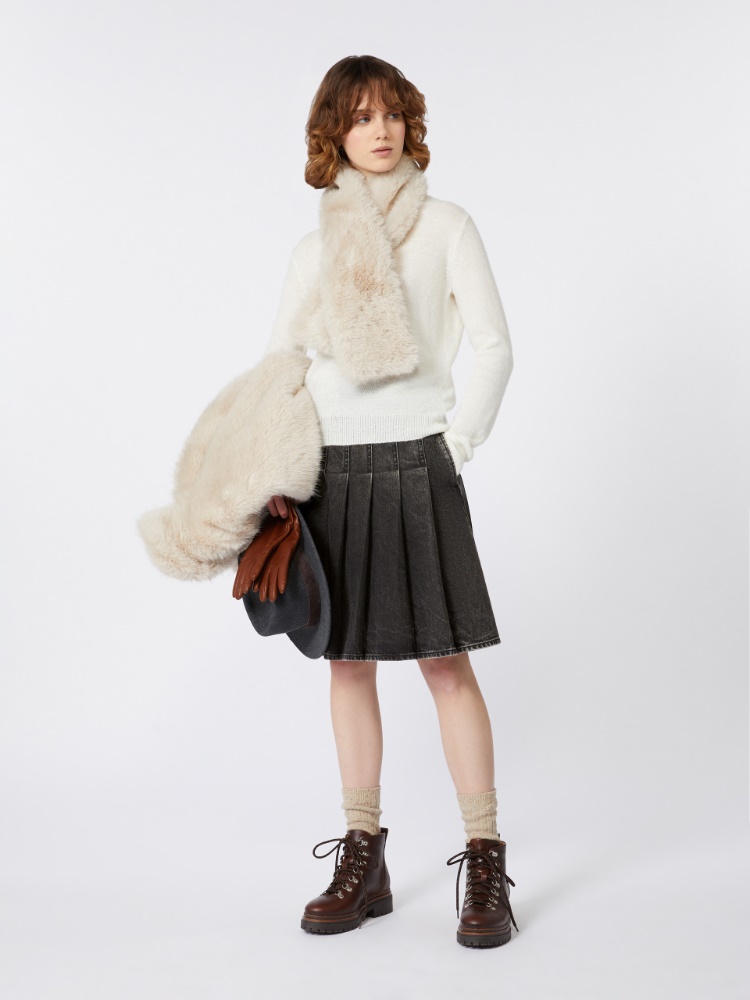 Pleated denim skirt - BLACK - Weekend