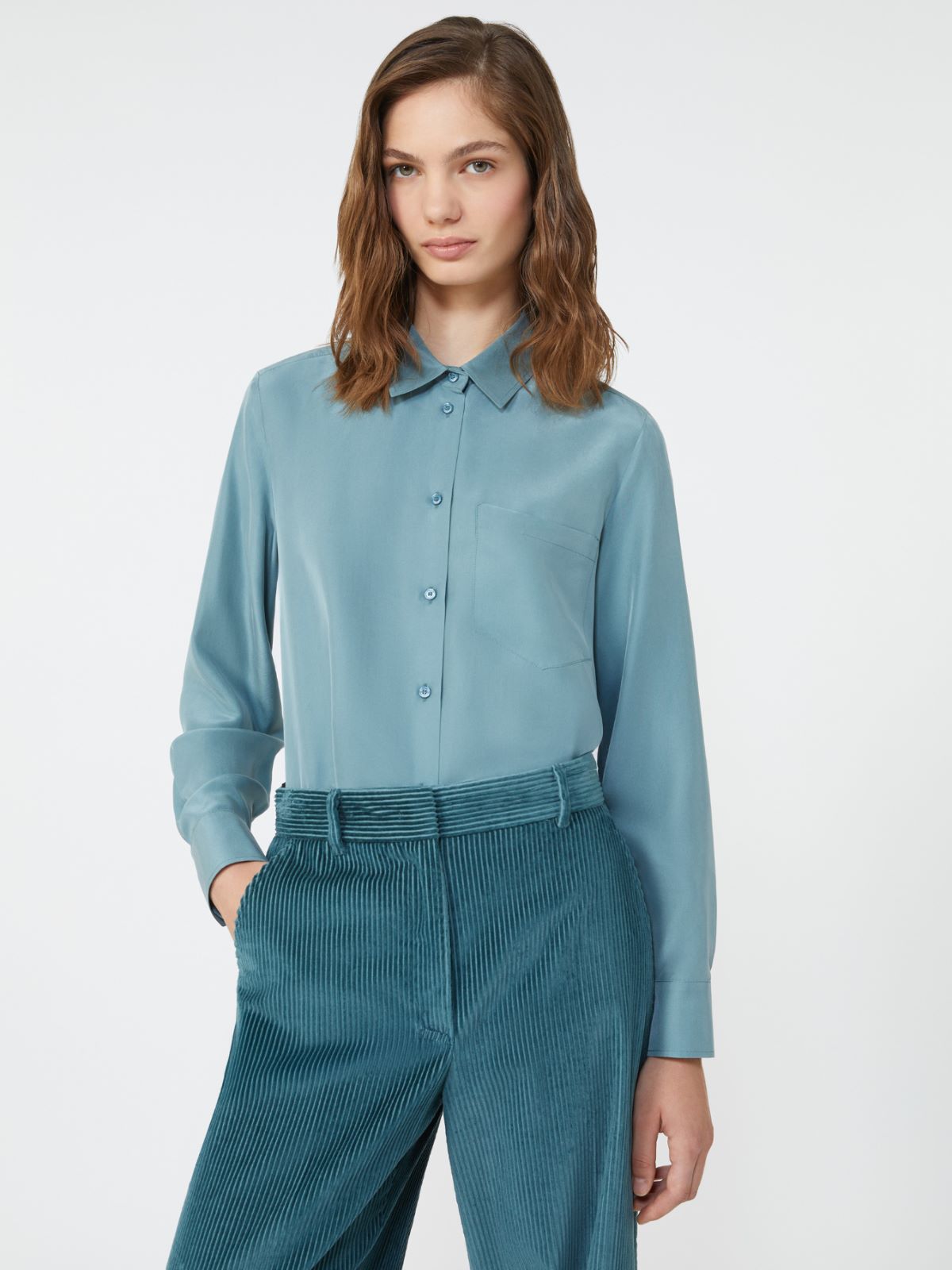 Washed silk shirt - LIGHT BLUE - Weekend - 4