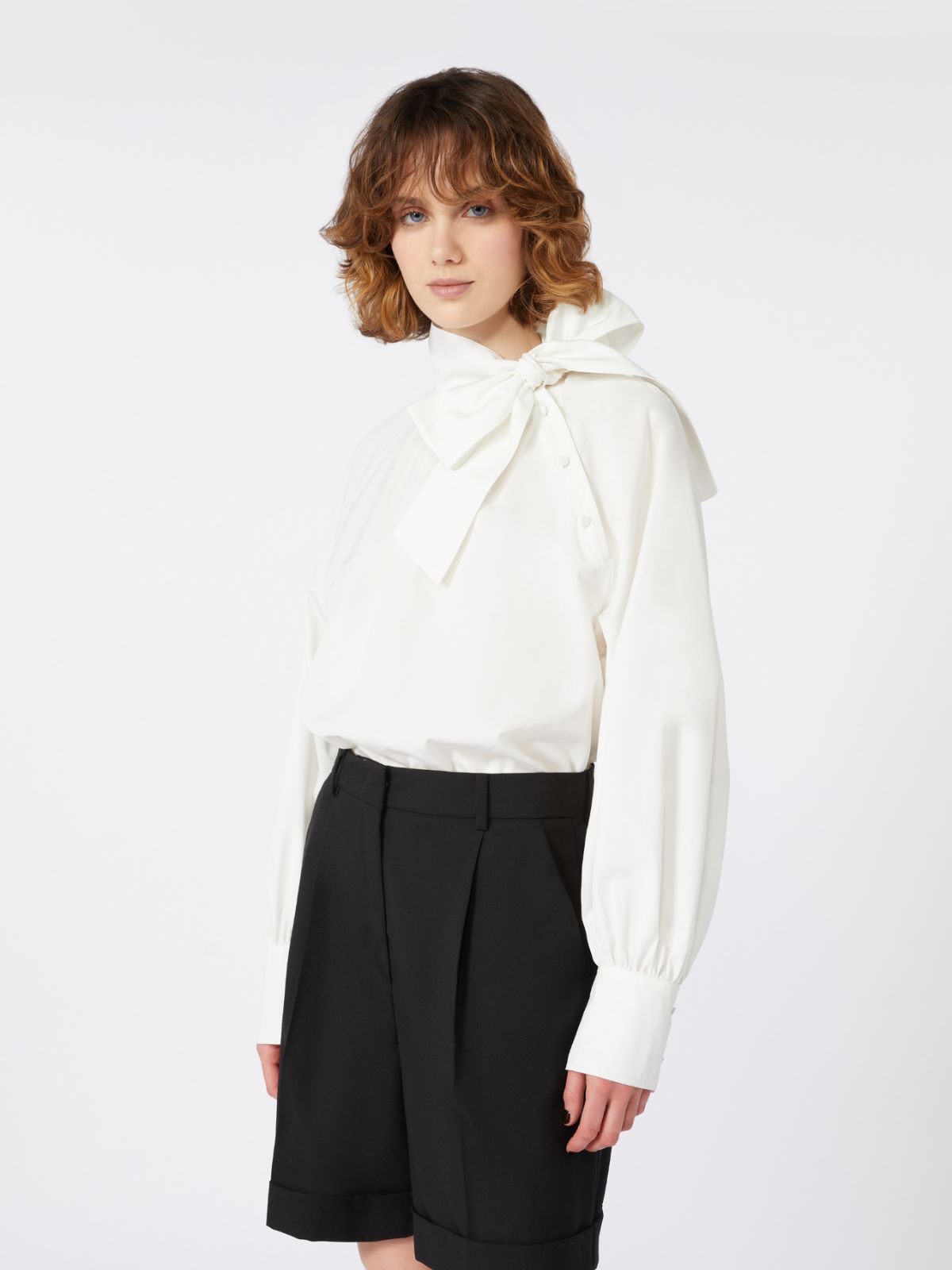 Cotton poplin blouse - OPTICAL WHITE - Weekend - 4