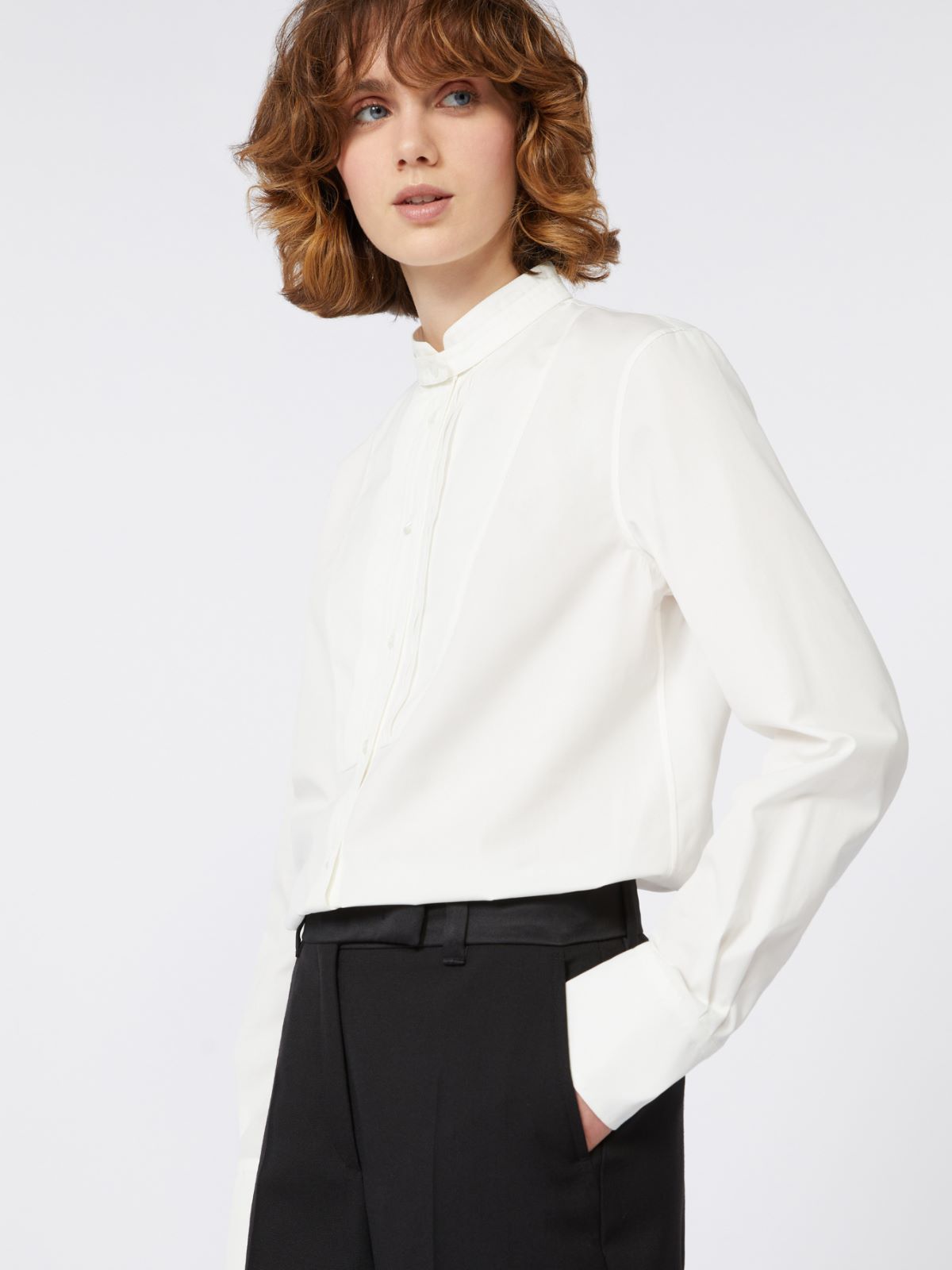Camicia smoking in popeline di cotone - BIANCO OTTICO - Weekend - 4