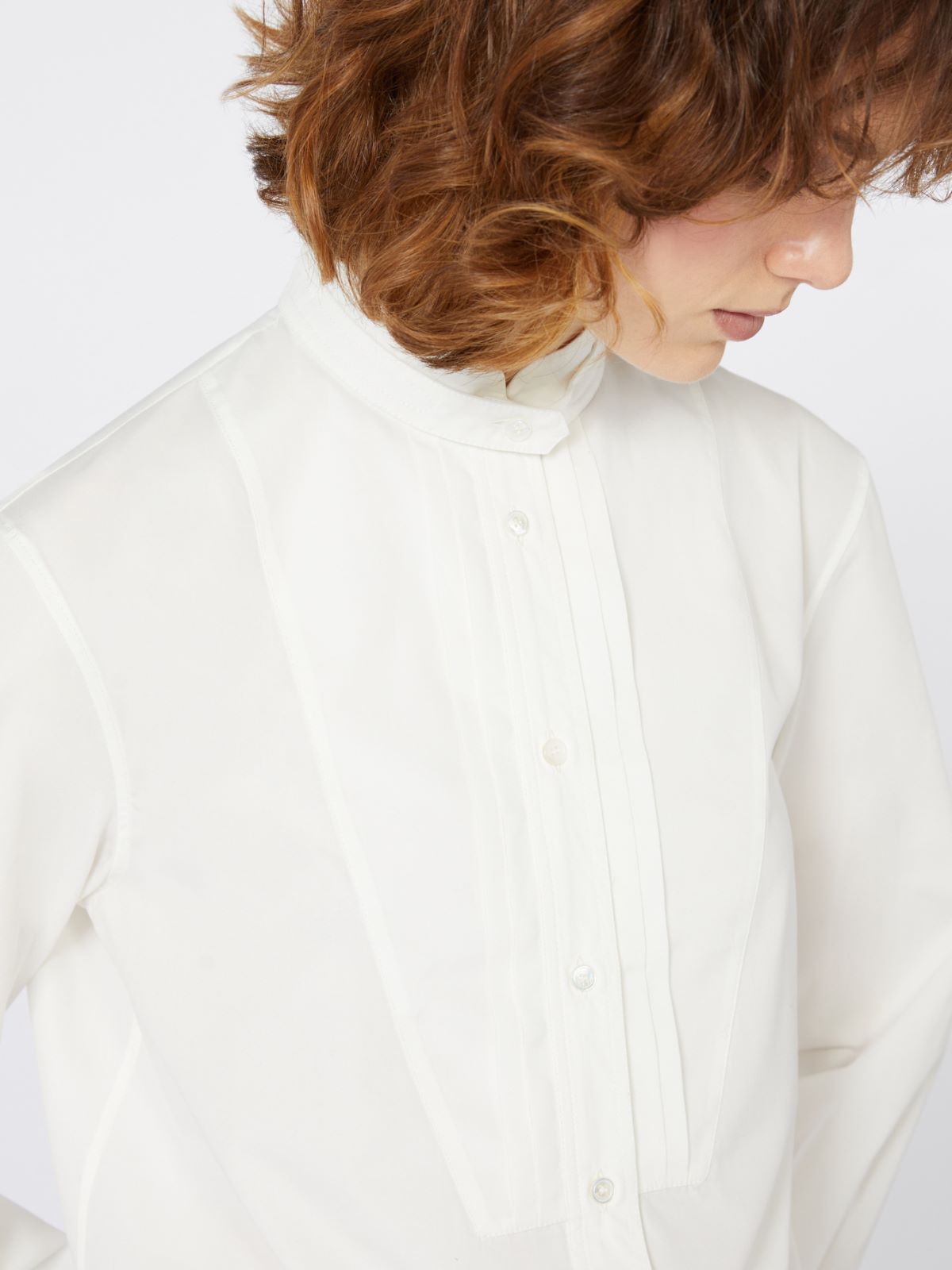 Camicia smoking in popeline di cotone - BIANCO OTTICO - Weekend - 5