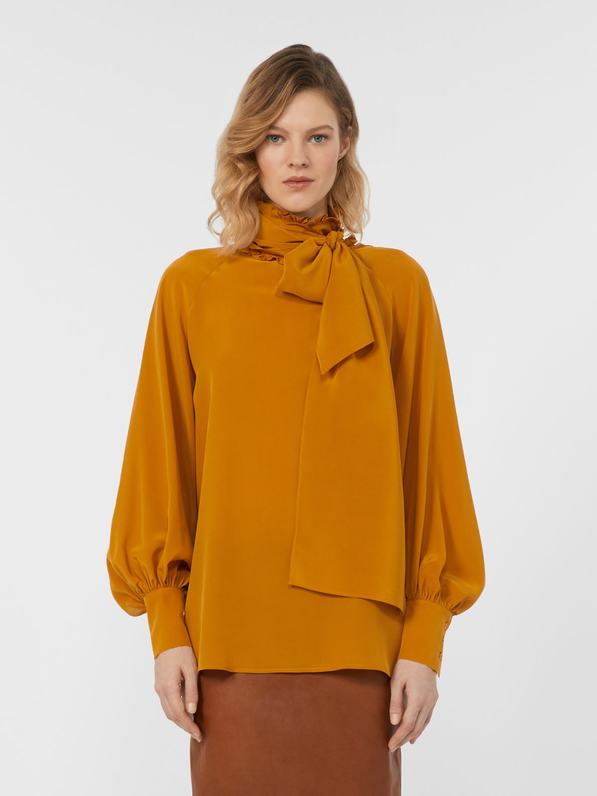 Silk crepe de chine shirt - OCHRE - Weekend - 2