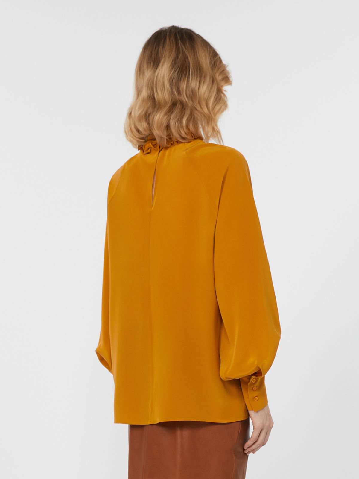 Silk crepe de chine shirt - OCHRE - Weekend - 3