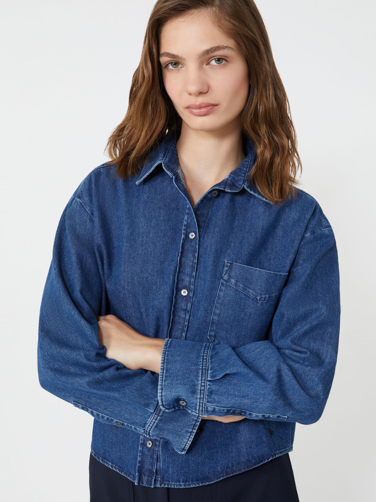 Boxy denim shirt - NAVY - Weekend - 4