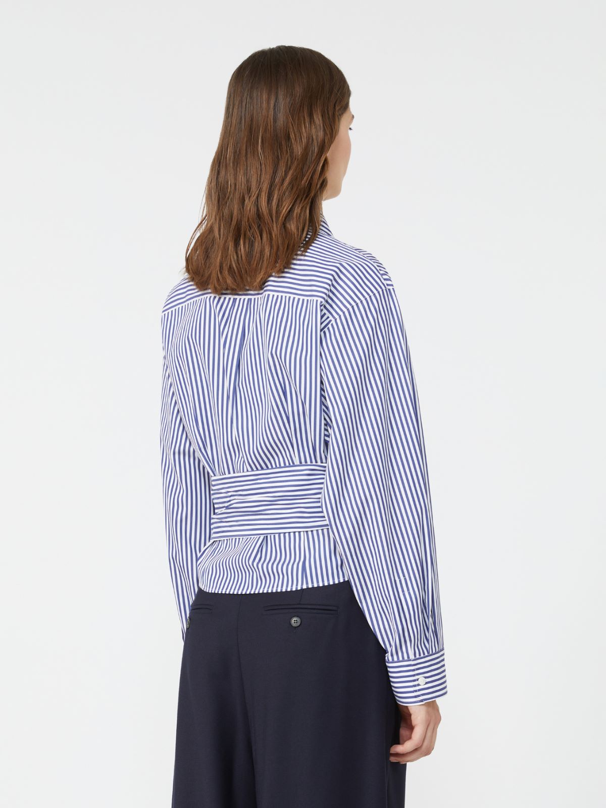 Draped cotton shirt - NAVY - Weekend - 3