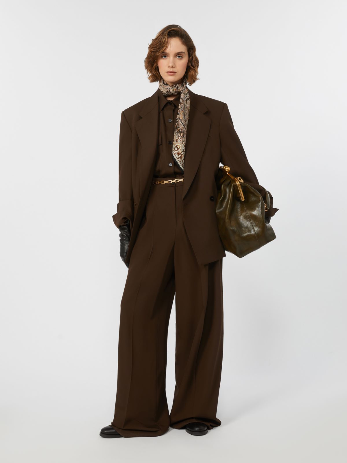 Wool twill trousers - DARK BROWN - Weekend