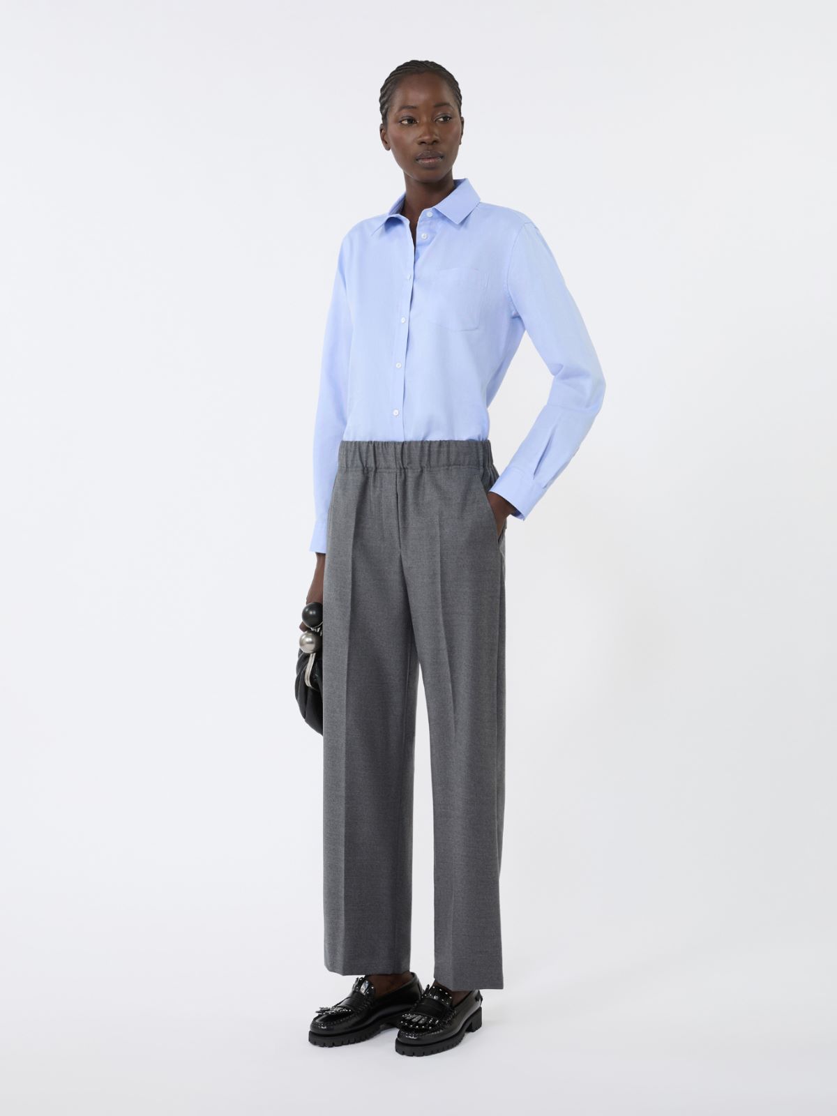 Wool flannel trousers - MEDIUM GREY - Weekend