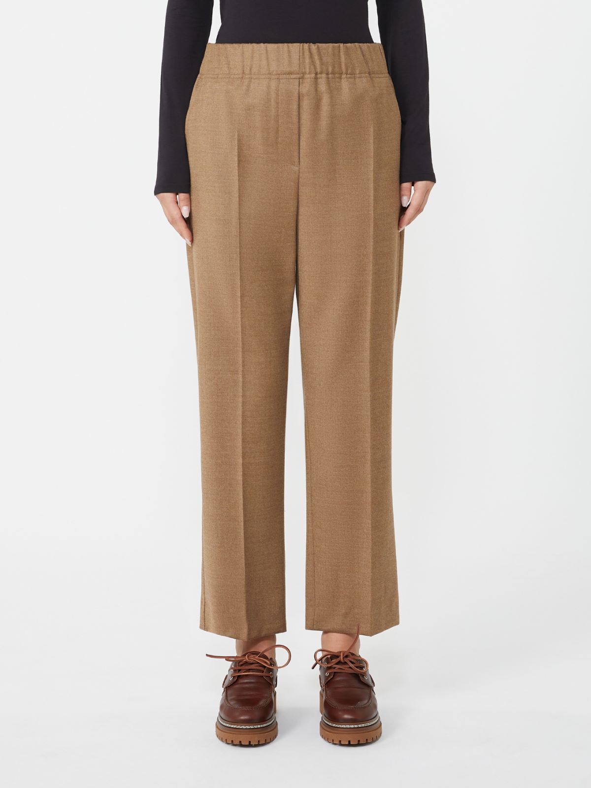Wool flannel trousers - HAZELNUT BROWN - Weekend - 2