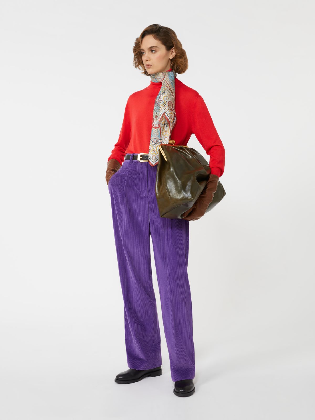 Cotton velvet trousers - PURPLE - Weekend