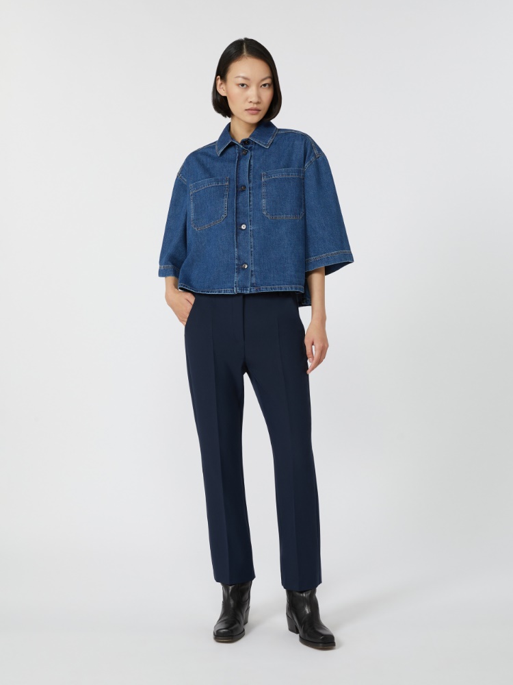 Stretch canvas cigarette trousers - NAVY - Weekend