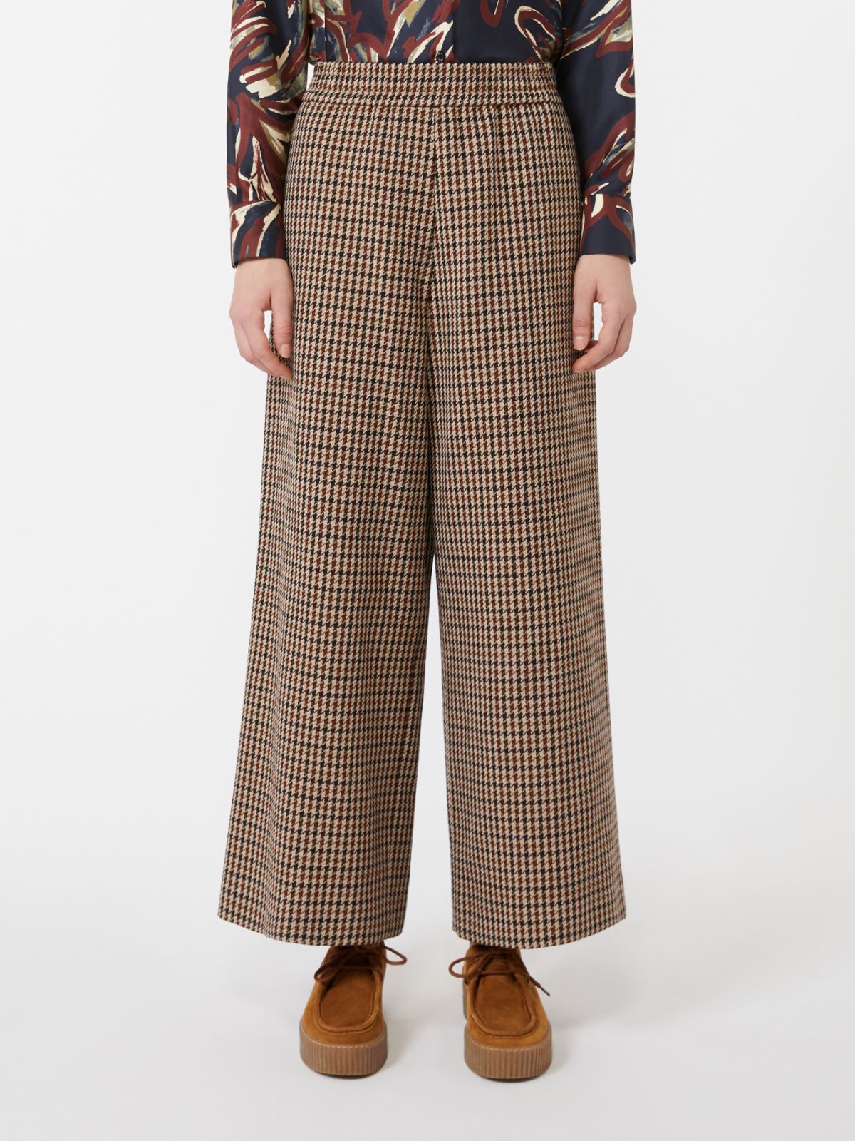 Basketweave wool and cotton trousers - WINE-COLOURED - Weekend - 2