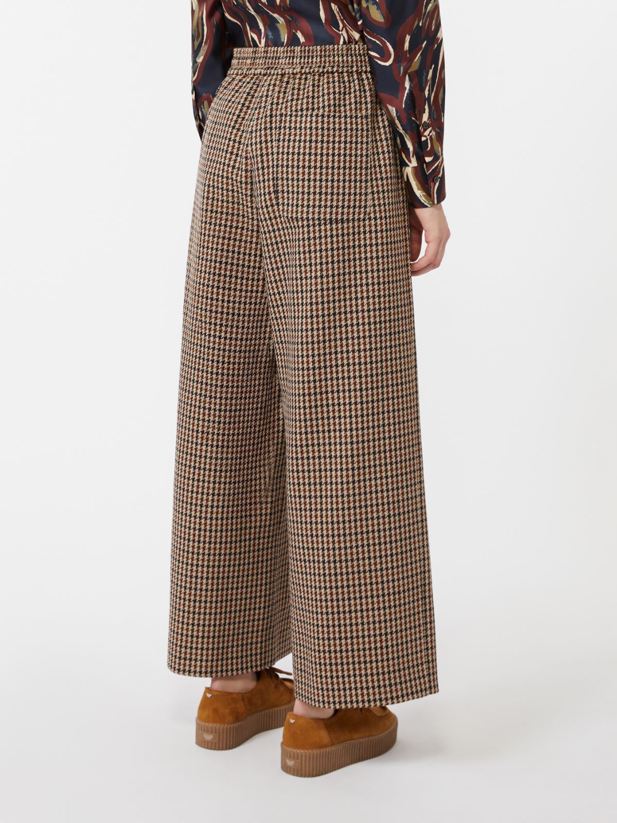 Basketweave wool and cotton trousers - WINE-COLOURED - Weekend - 3
