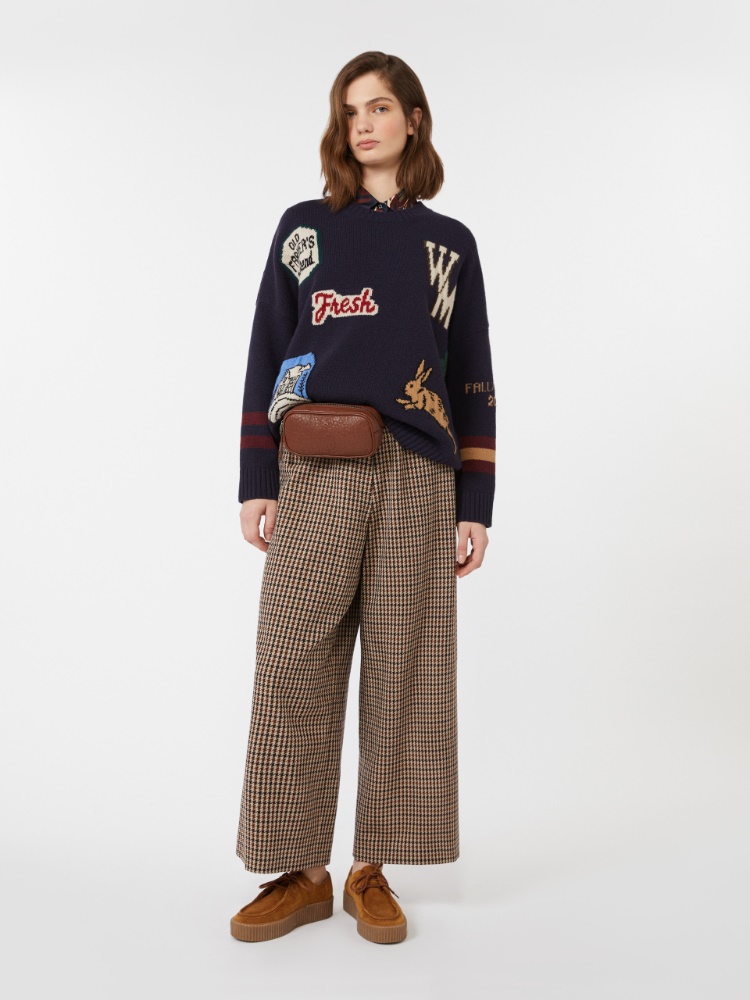 Basketweave wool and cotton trousers - WINE-COLOURED - Weekend