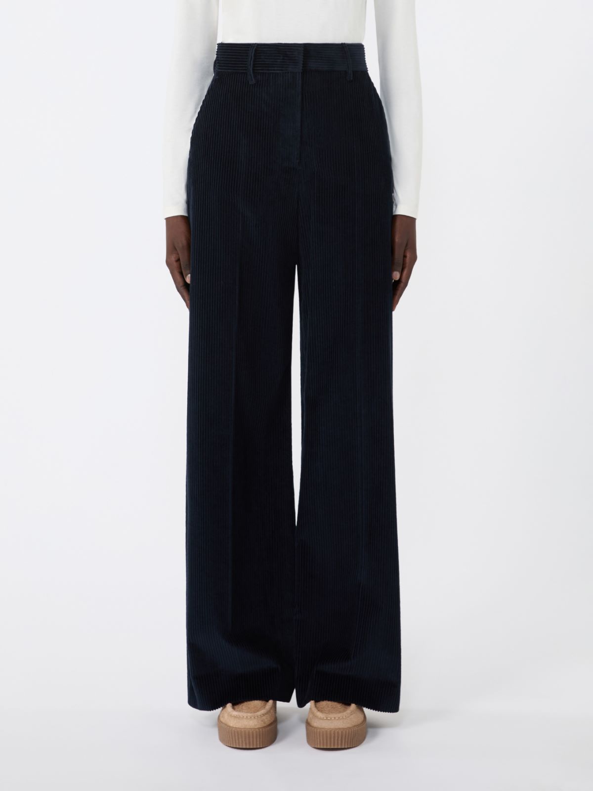 Wide-leg corduroy trousers - NAVY - Weekend - 2