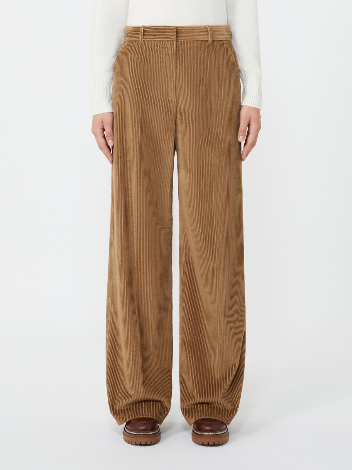 Wide-leg corduroy trousers - HAZELNUT BROWN - Weekend - 2