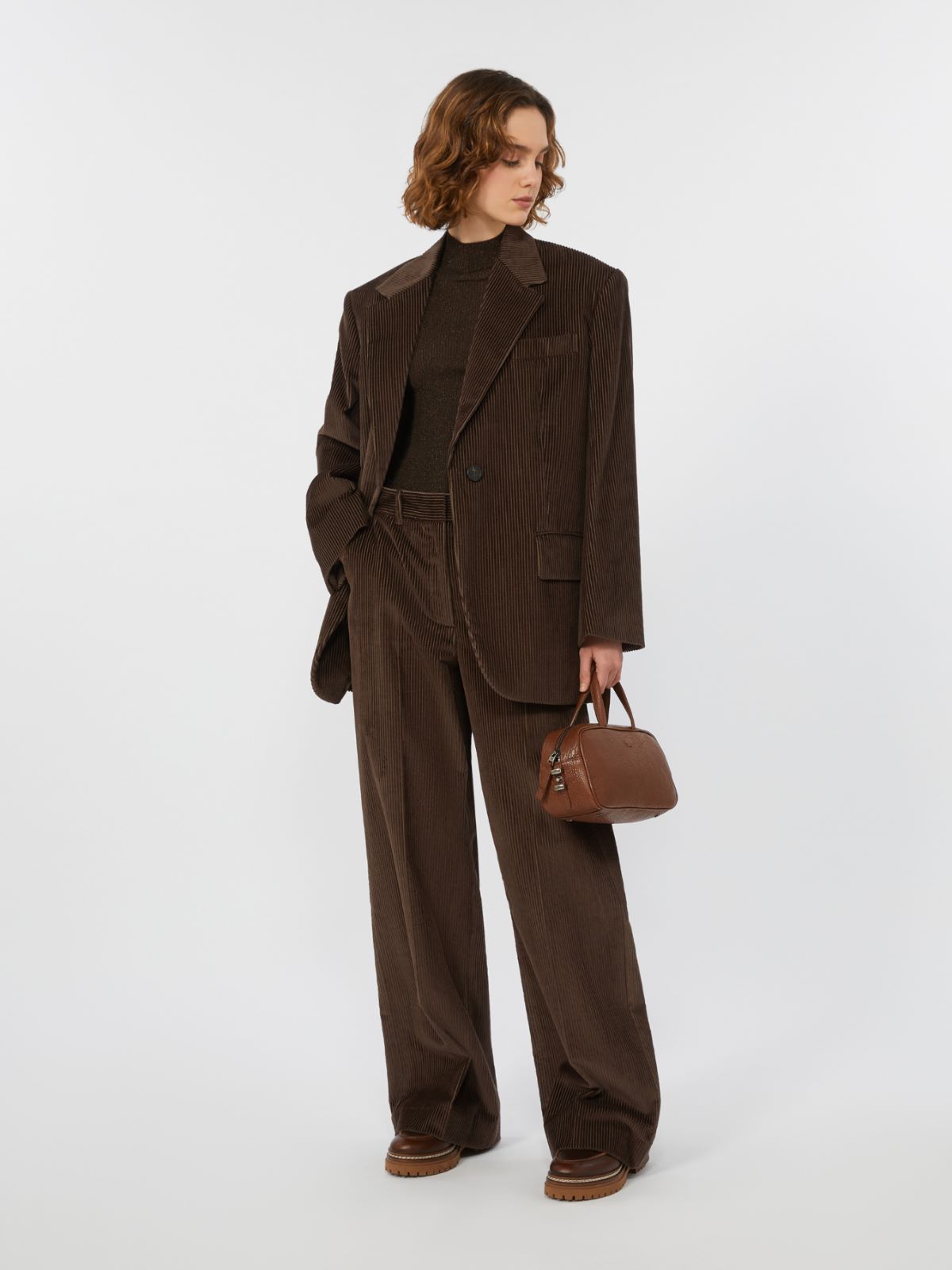 Wide-leg corduroy trousers - CHOCOLATE - Weekend