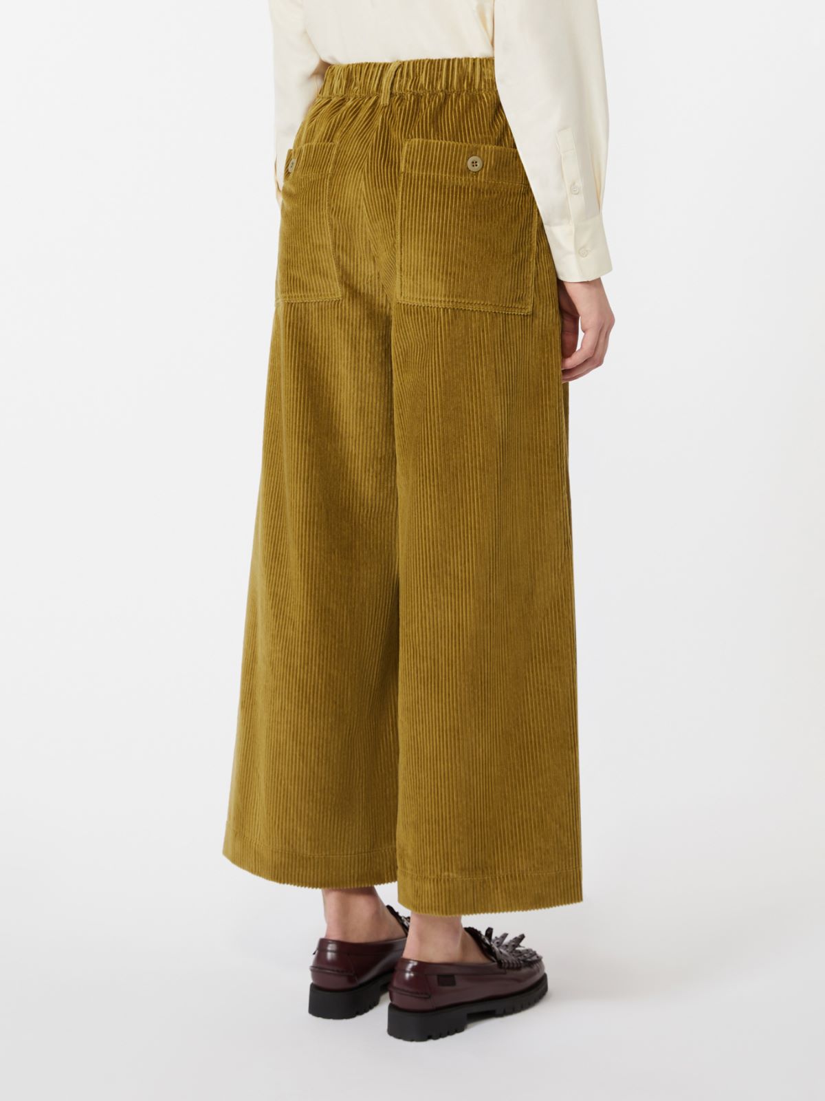 Cropped cotton velvet trousers - OLIVE GREEN - Weekend - 3