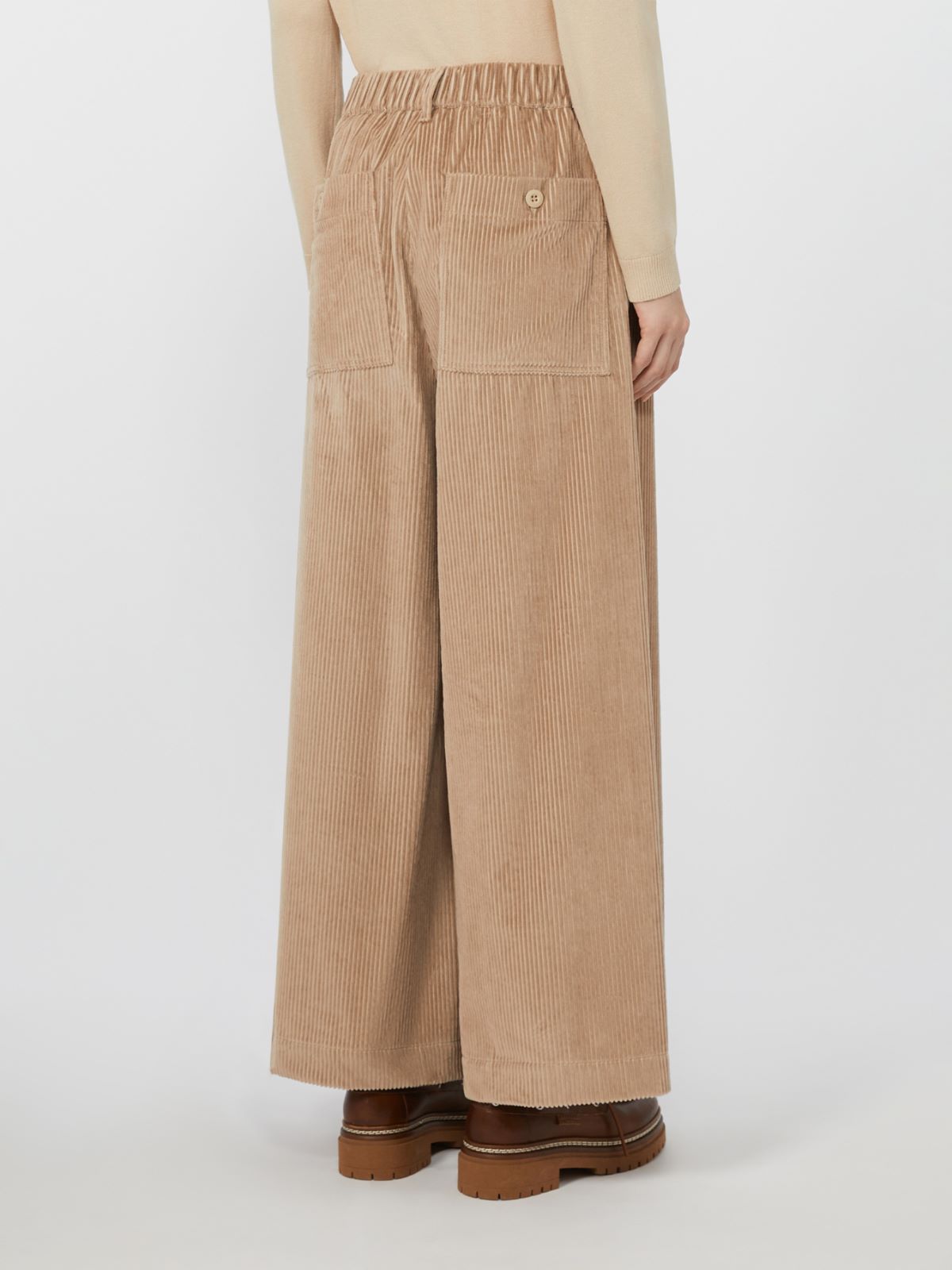 Cropped cotton velvet trousers - SAND - Weekend - 3