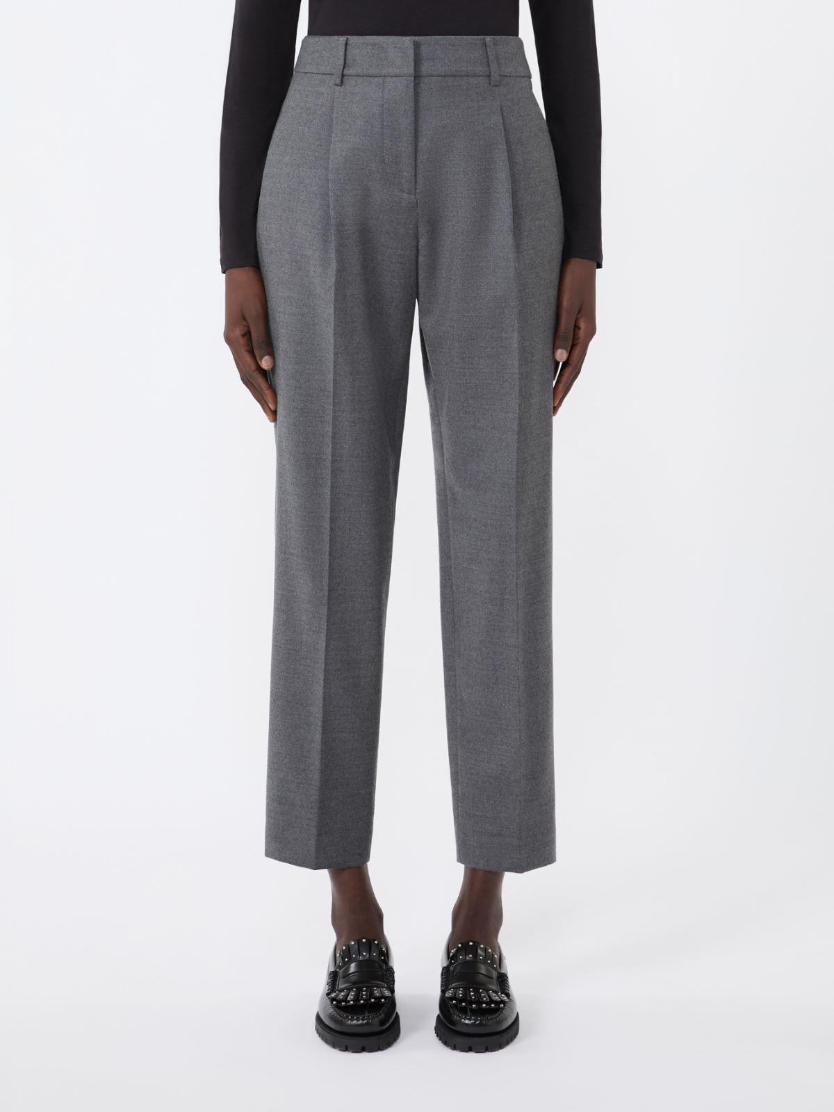 Wool flannel cigarette trousers - MEDIUM GREY - Weekend - 2