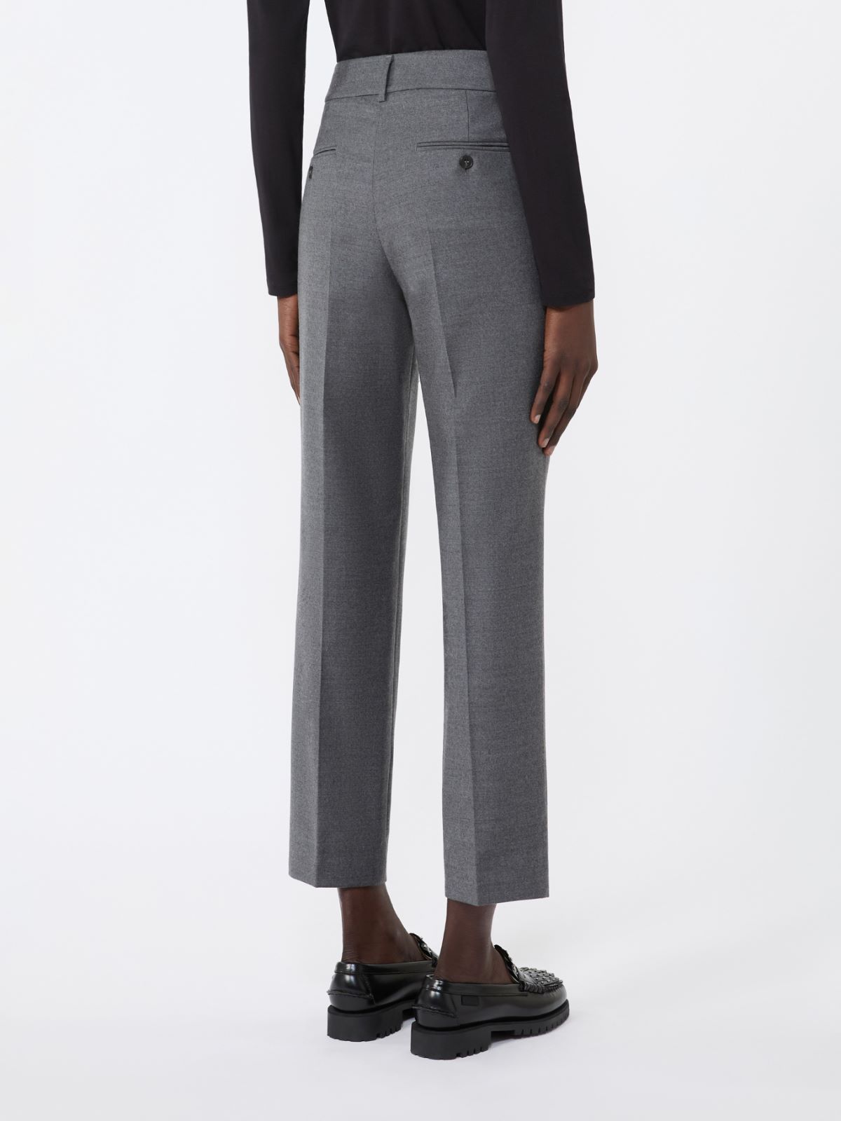 Wool flannel cigarette trousers - MEDIUM GREY - Weekend - 3